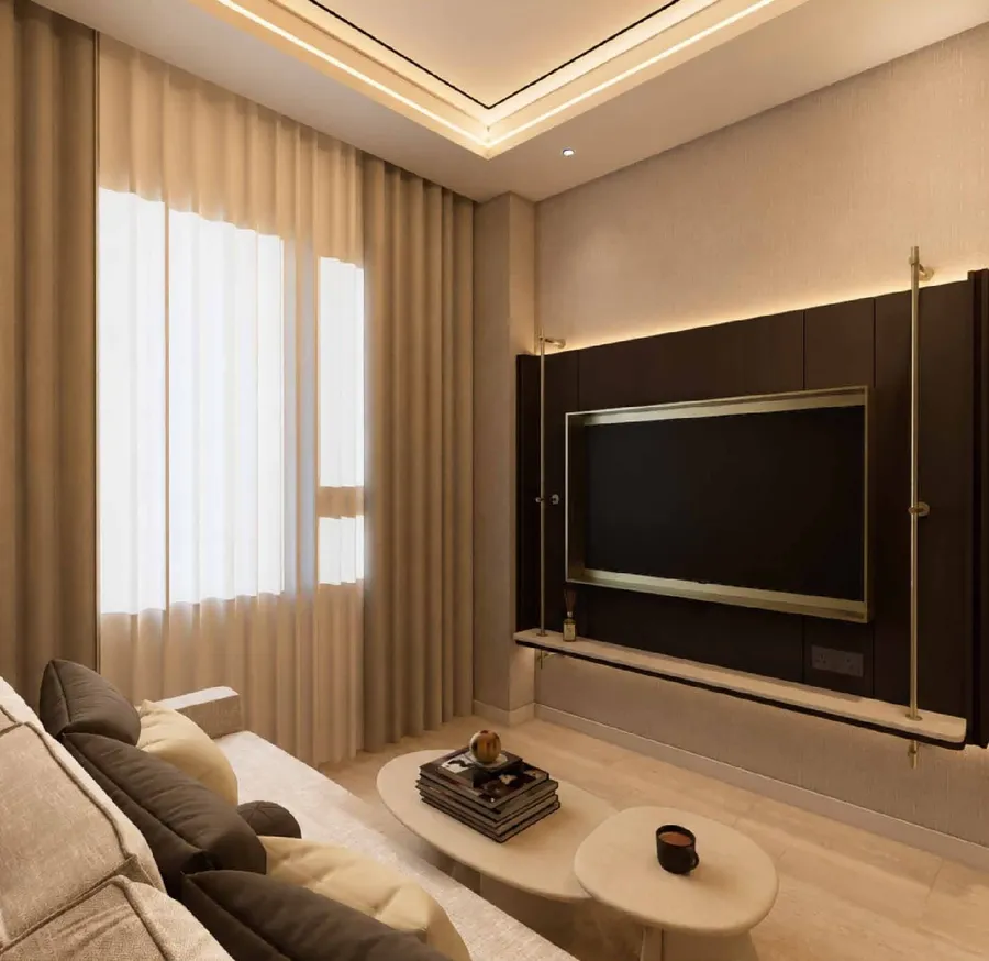 Type C: living room with the bedroom behind, MABA Suitez, artist's impression