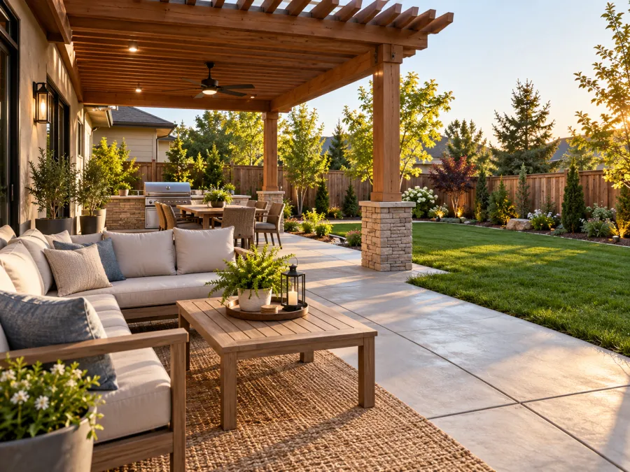Backyard patio and pergola
