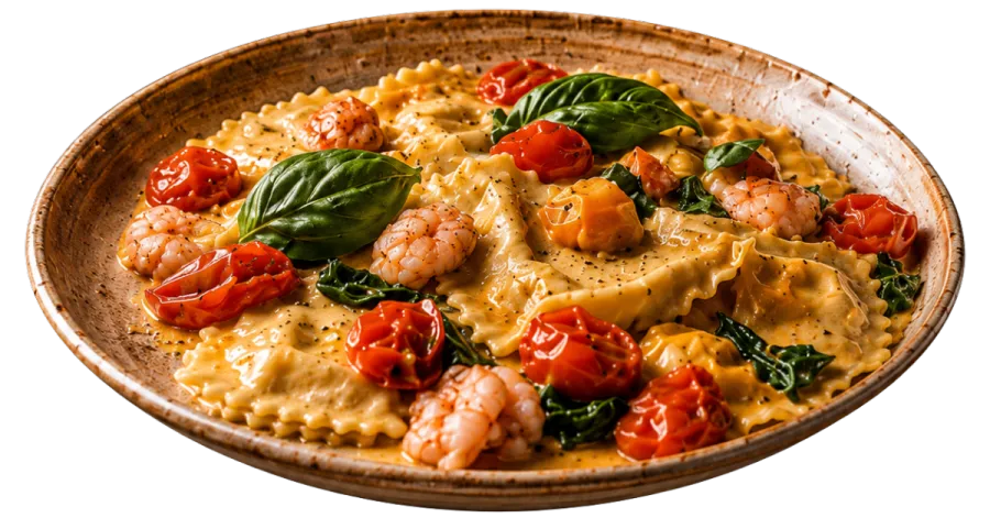Raviolo ripieno di Scampi