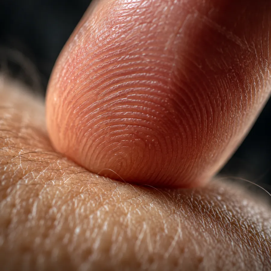 Close-up of a fingertip.