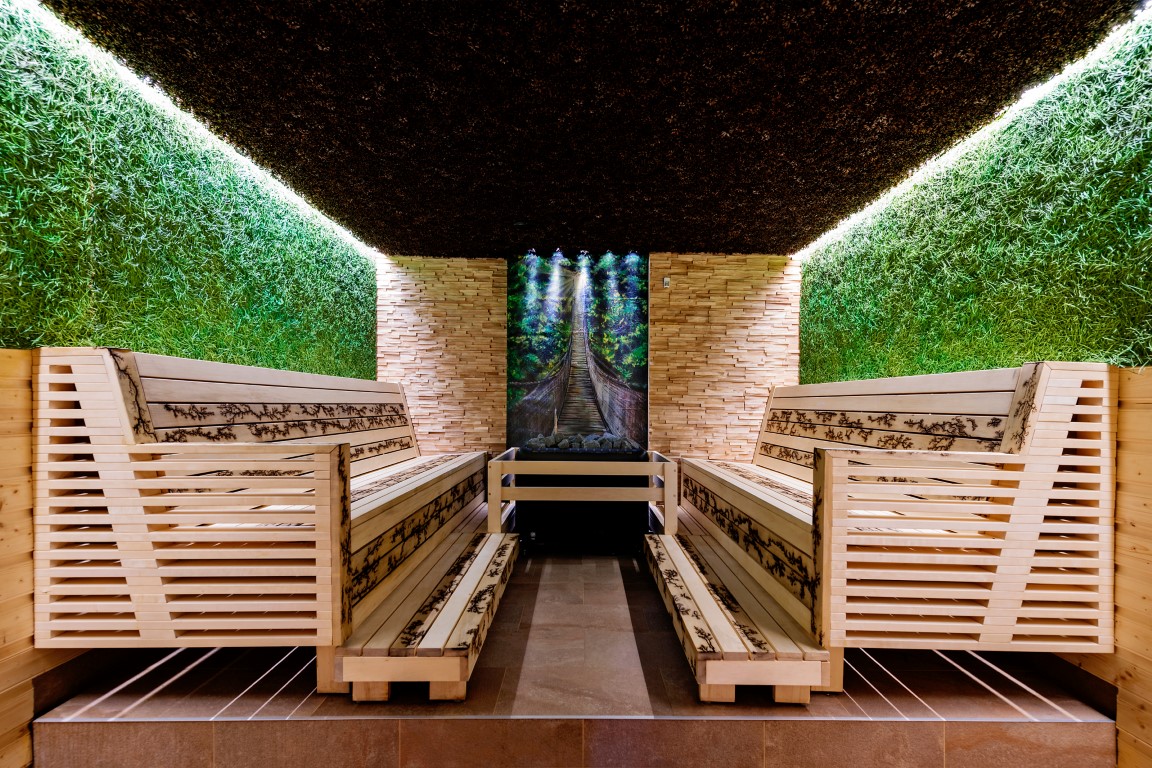 Forest series panels in a sauna
