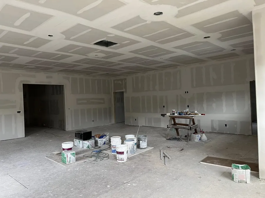 Large room with every drywall seam taped and floated