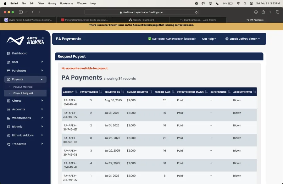 Verified payout