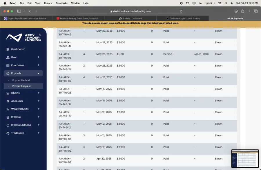 Verified payout
