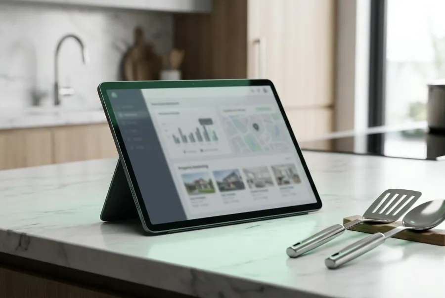 Illustrative image of online marketing on a laptop and phone