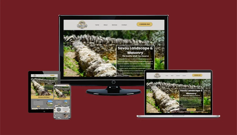 Contractor website mockup 8 shown on desktop, laptop and phone