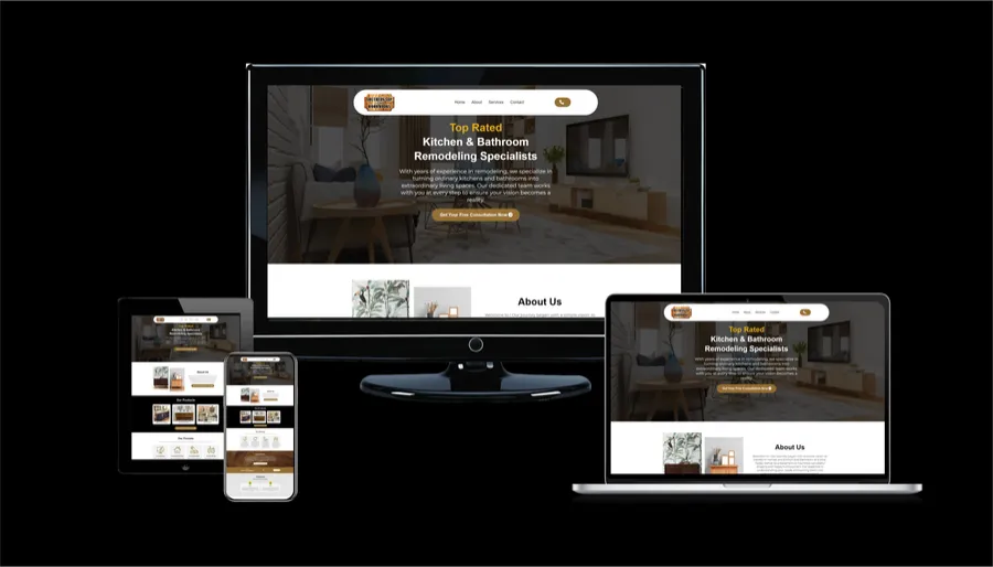 Contractor website mockup 12 shown on desktop, laptop and phone