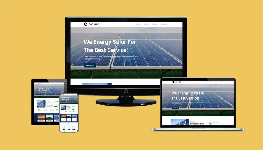 Contractor website mockup 4 shown on desktop, laptop and phone