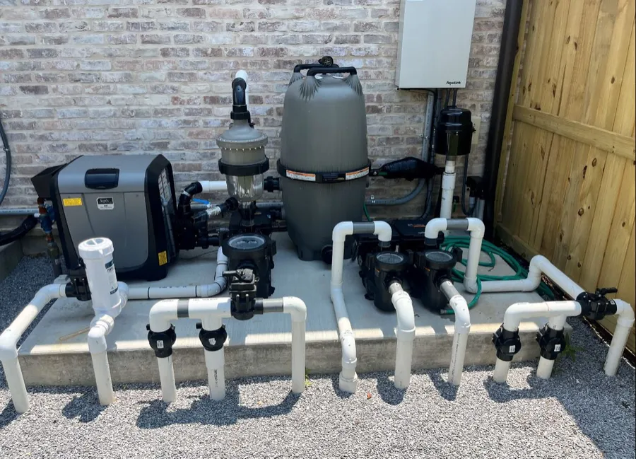 Pool filter, pump and plumbing equipment pad