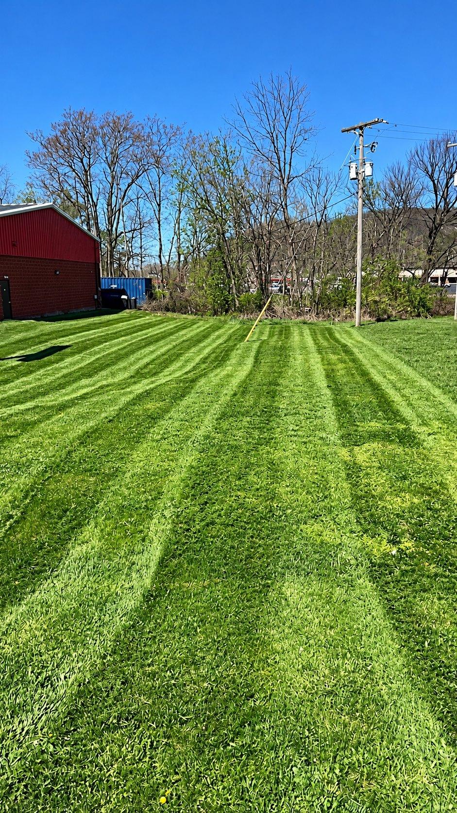 Mowed and edged grounds in front of a local business