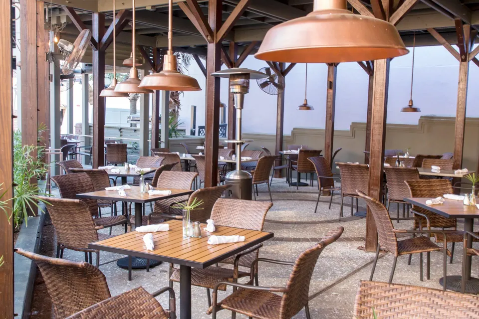 Outdoor patio seating at Oyster House Seafood Restaurant