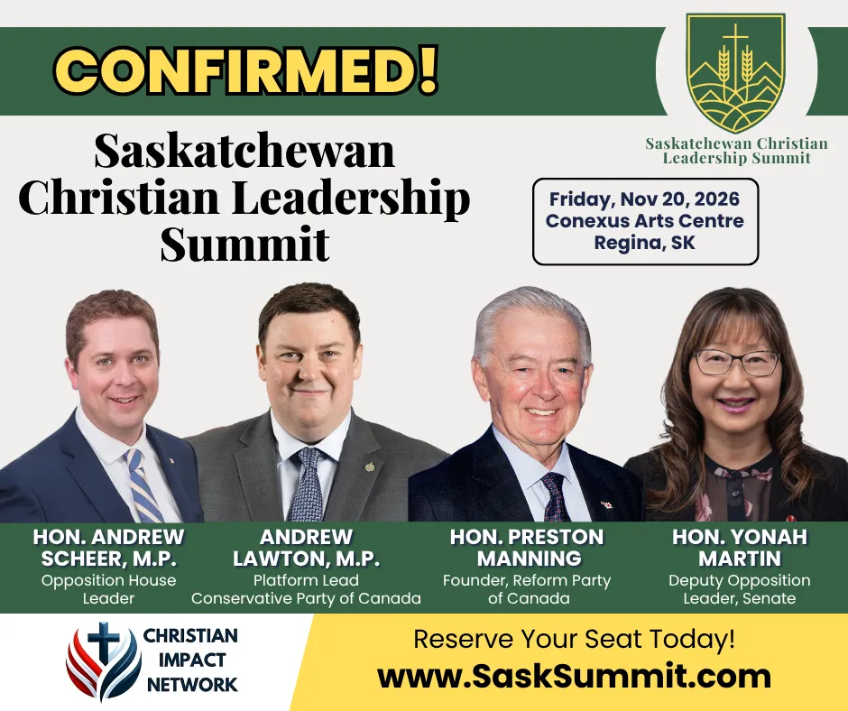 Saskatchewan Summit confirmed poster featuring Andrew Scheer, Andrew Lawton, Preston Manning and Yonah Martin