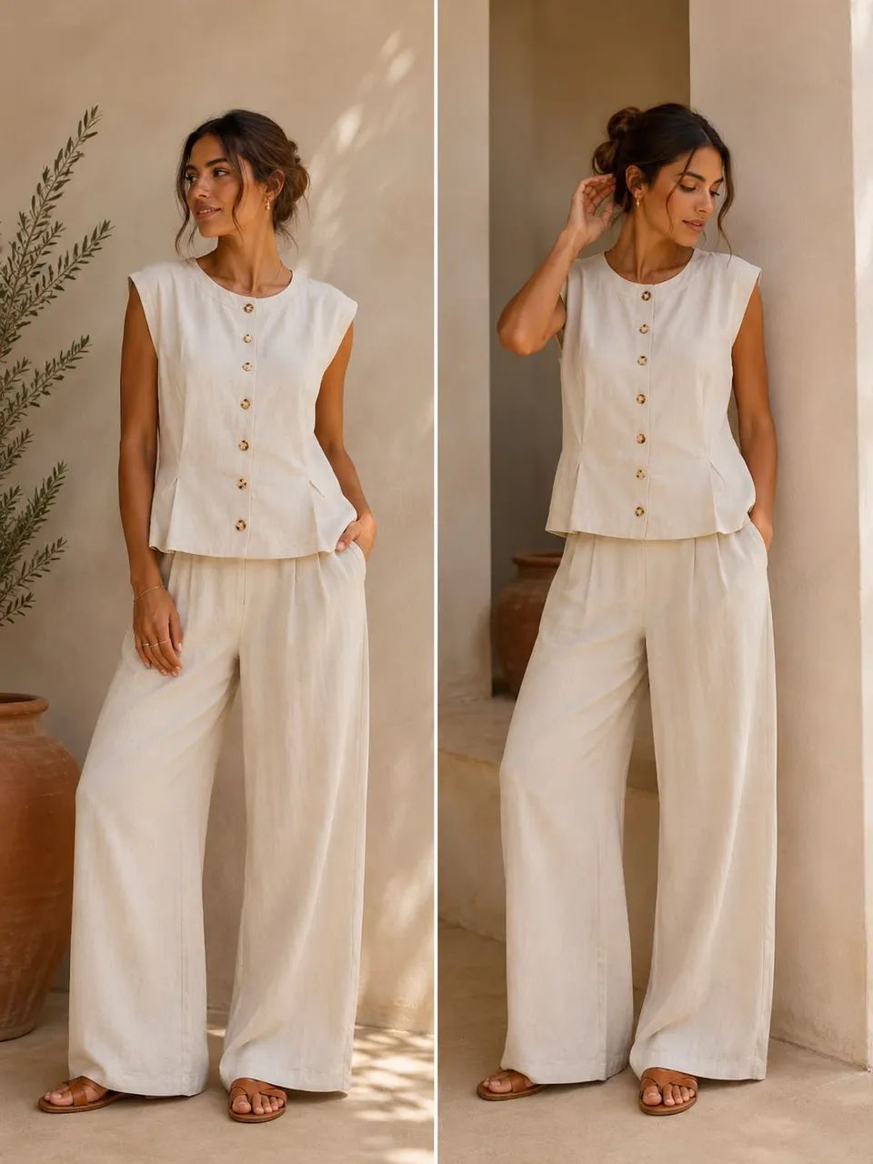 Conjunto marfil de dos piezas