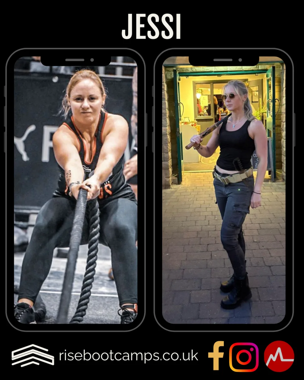 Jessi taking on two different challenges after training with RISE