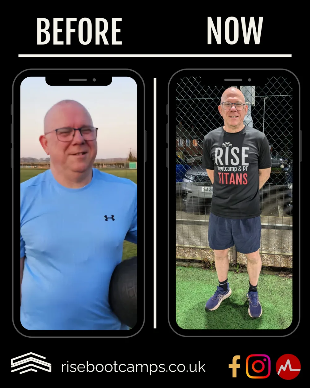 RISE member before and after building lasting fitness