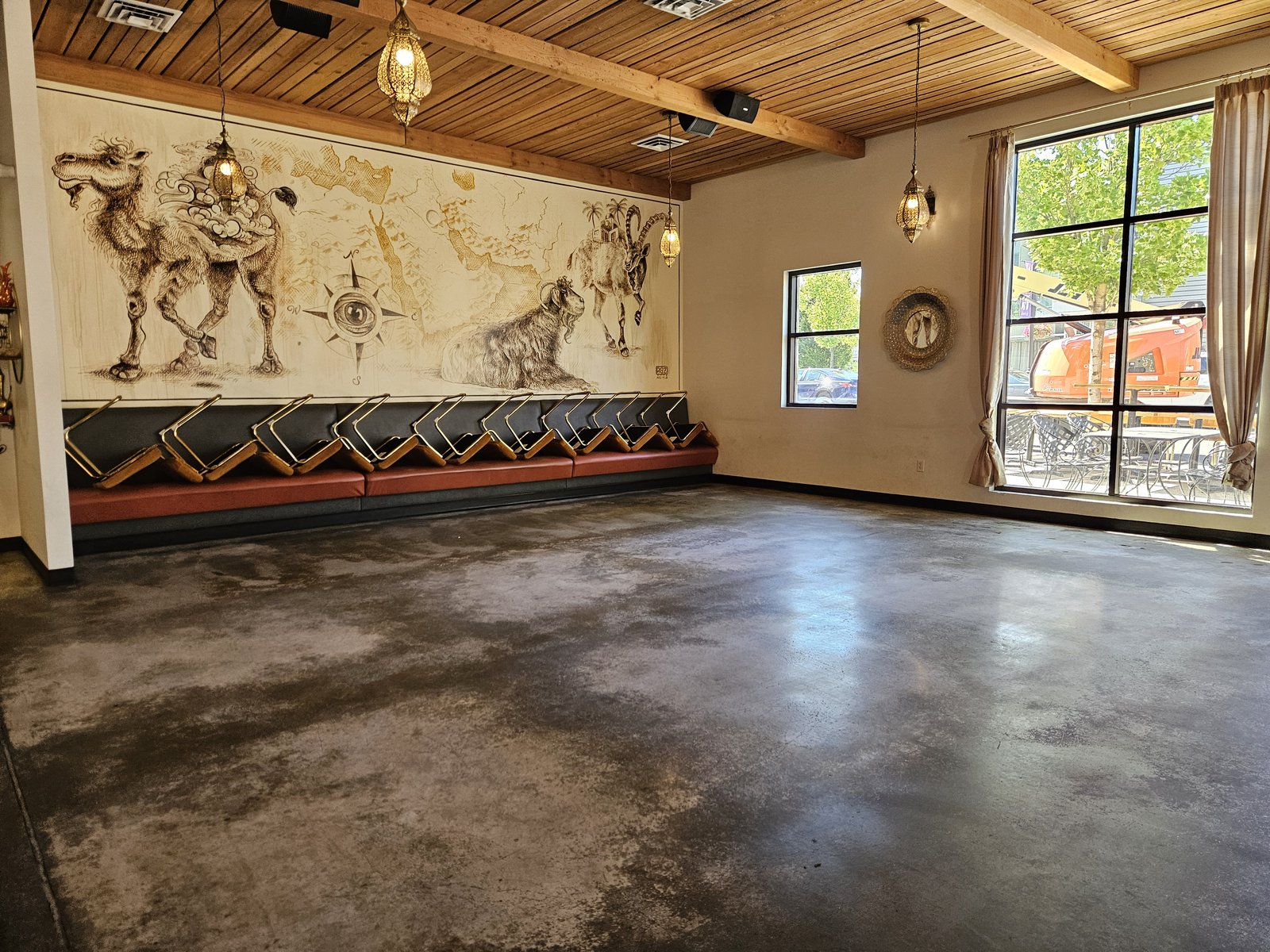 Dull stained concrete floor before, Spokane