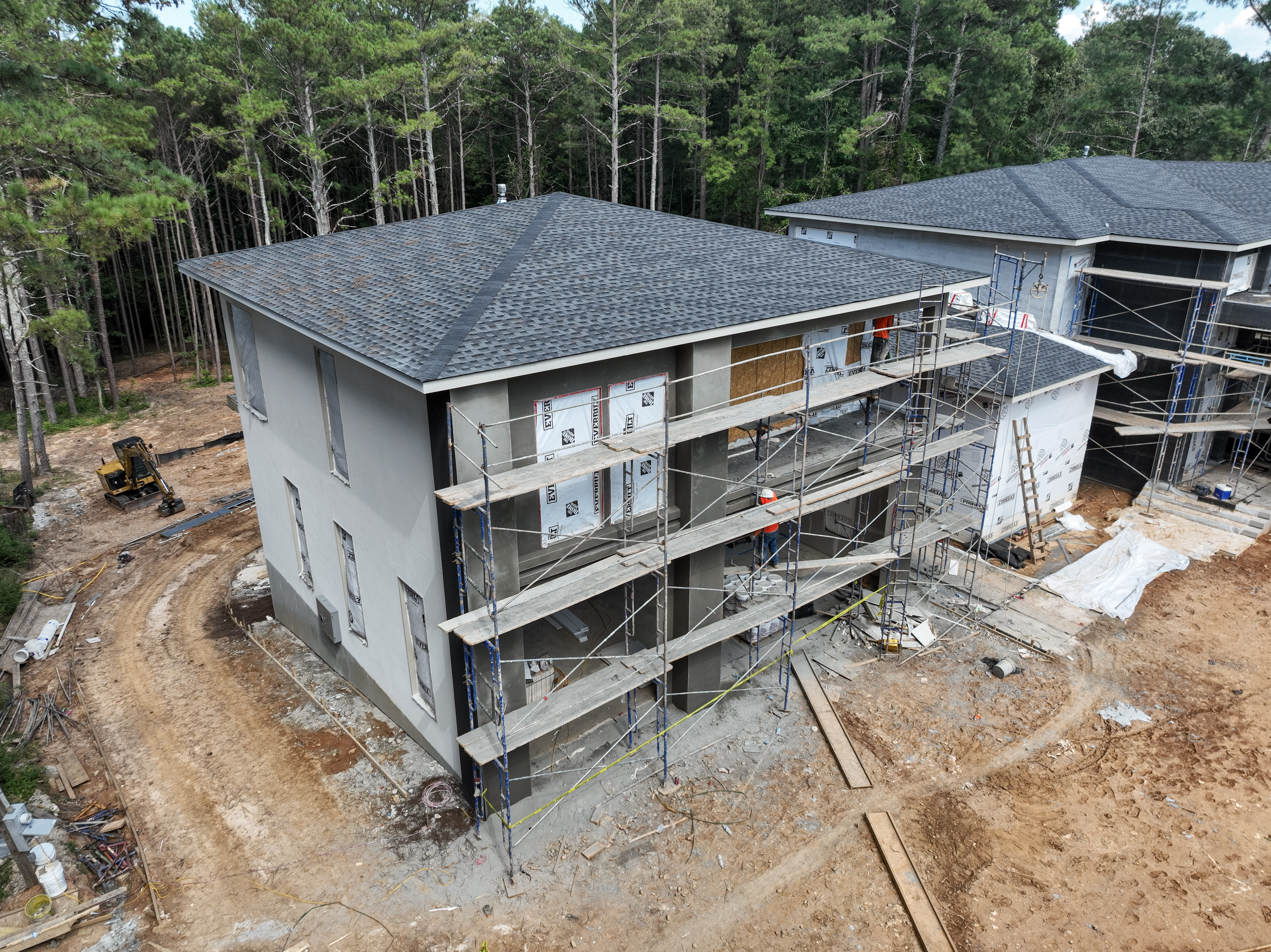 Aerial oblique view of an active construction site in Northeast Georgia