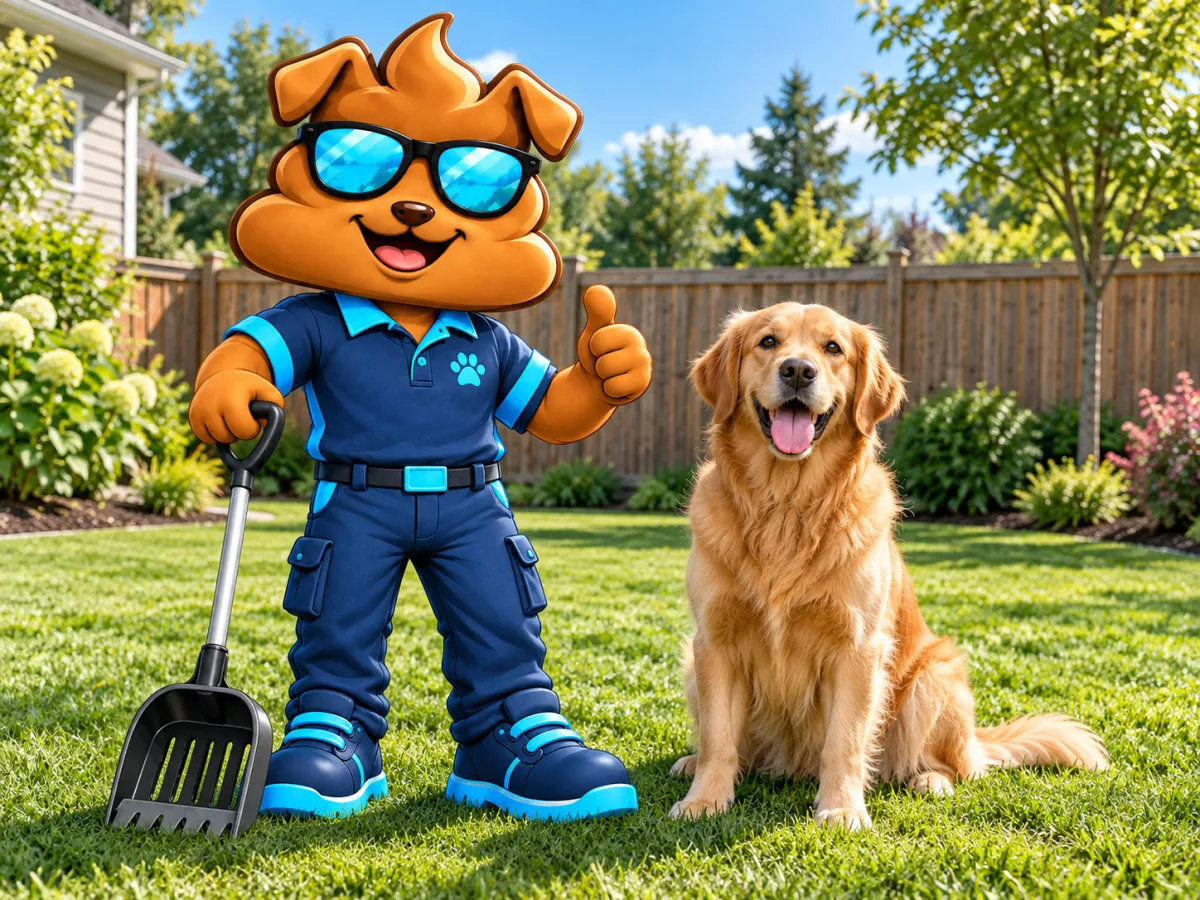 Purge Pros team member with a golden retriever in a clean yard