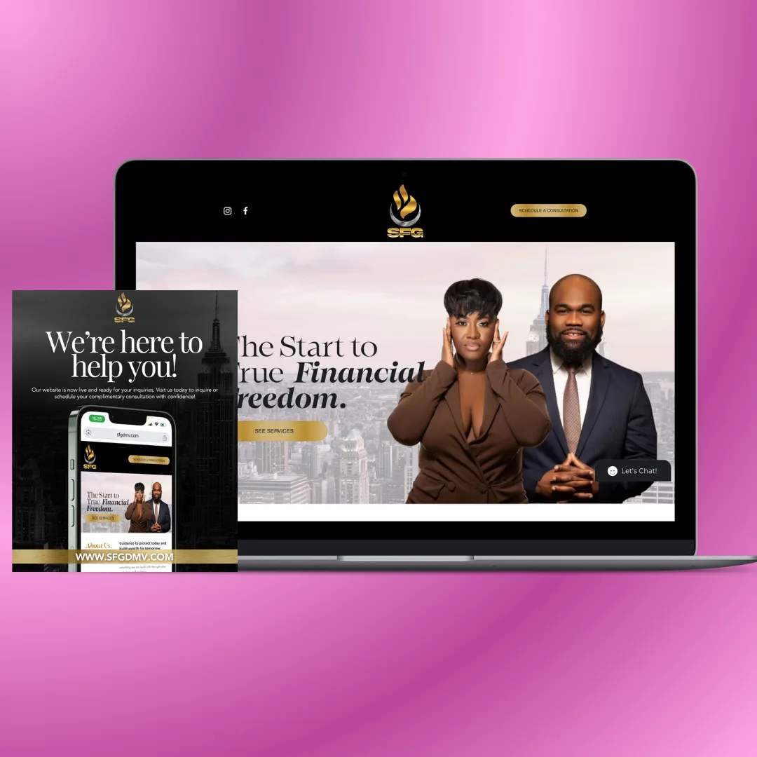 Website design mockup for a financial freedom brand
