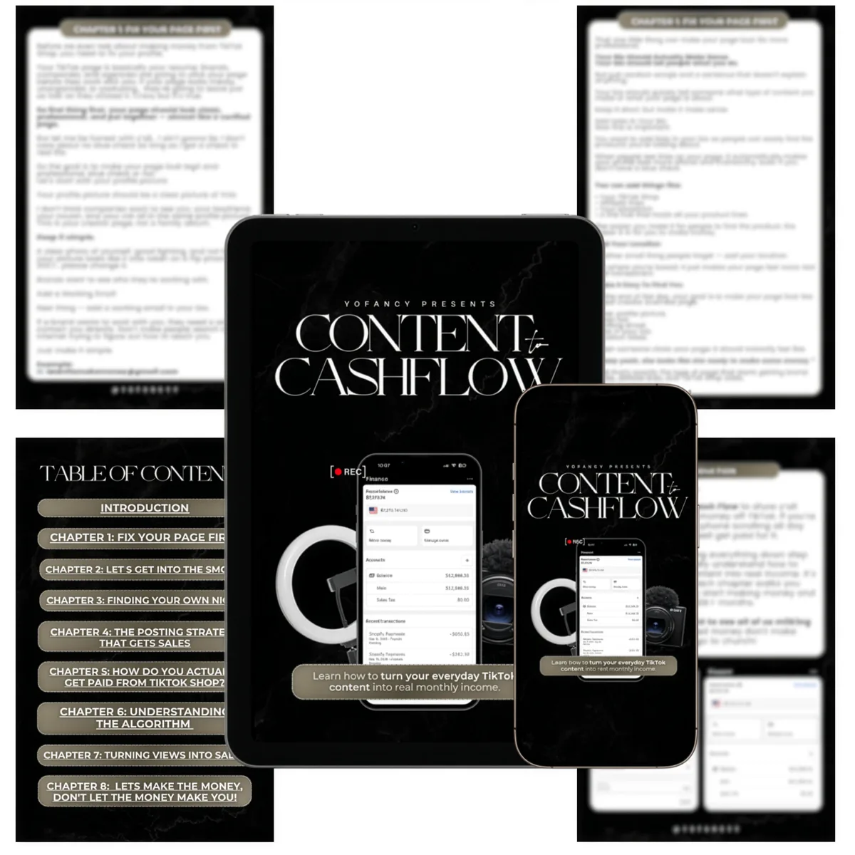 Content Cashflow e-book and app mockup