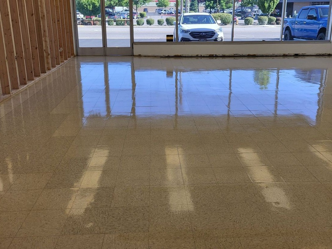 Commercial floor after strip and wax