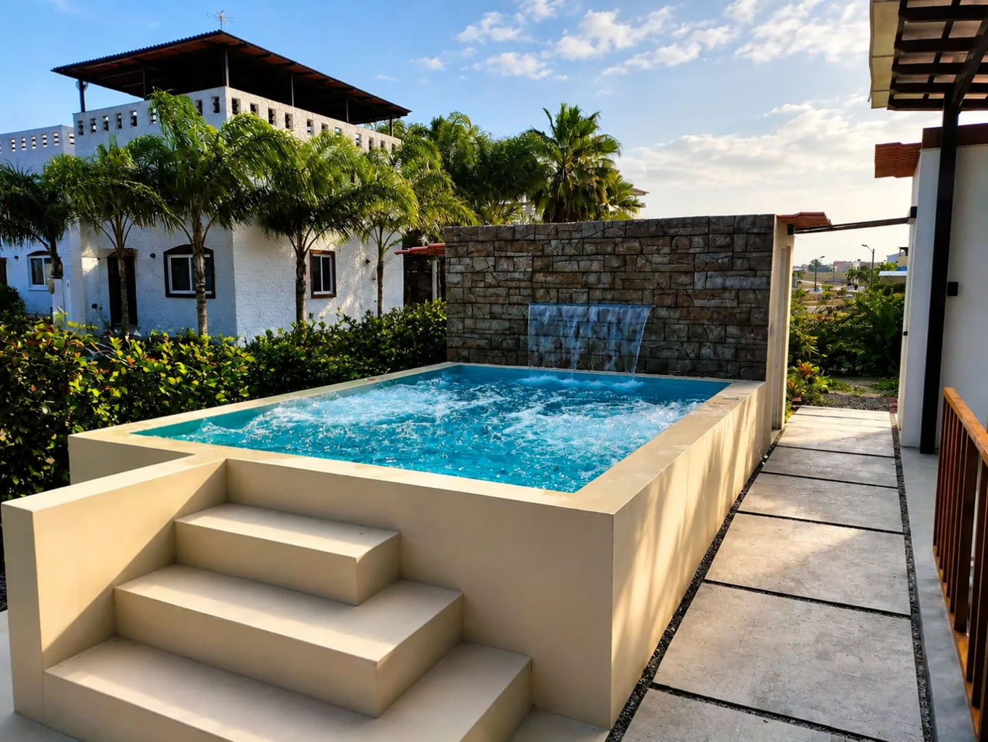 Render de vivienda con piscina integrada al área exterior