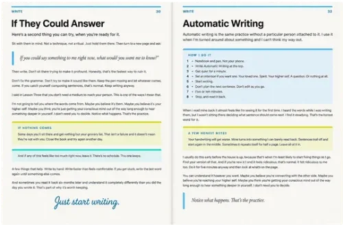 A spread on writing to your person, with the practice beside it