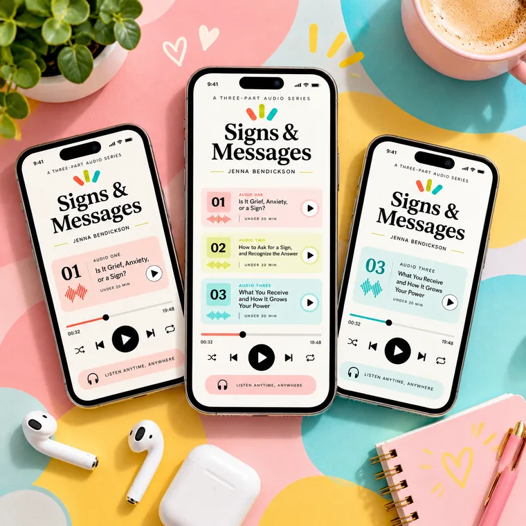 The Signs & Messages audio series on three phones