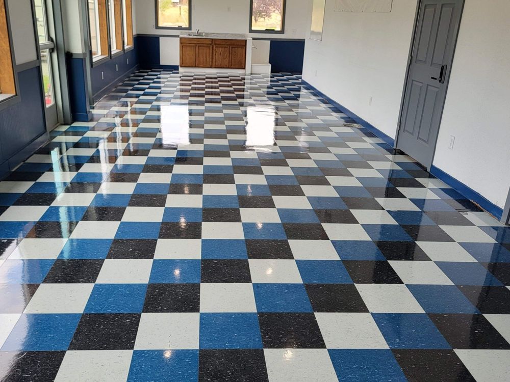 Floor after scrub and recoat