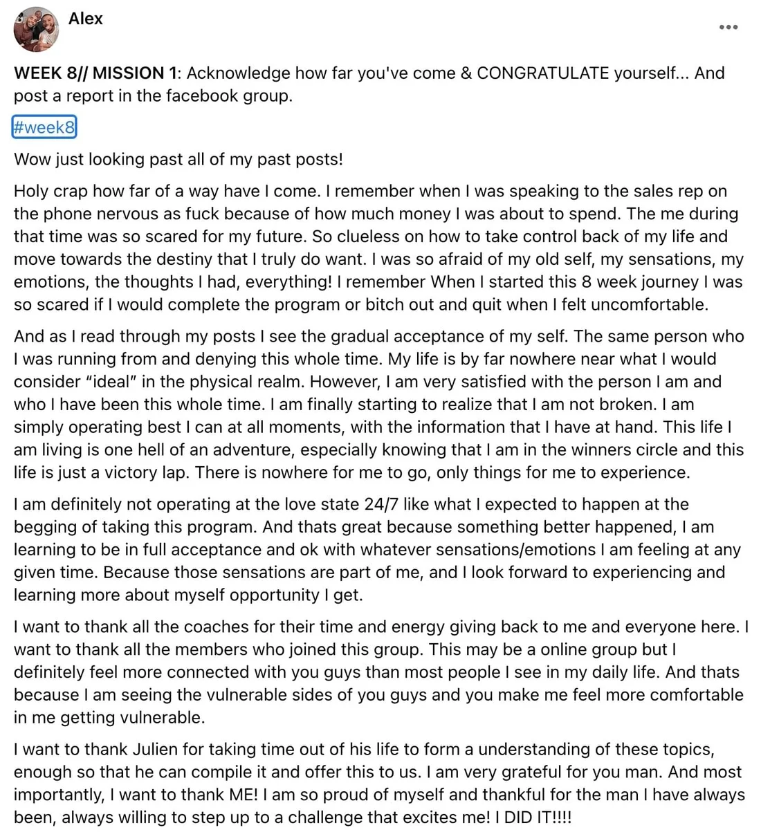 Written client review 93 — Transformation Mastery Mentoring 2.0.