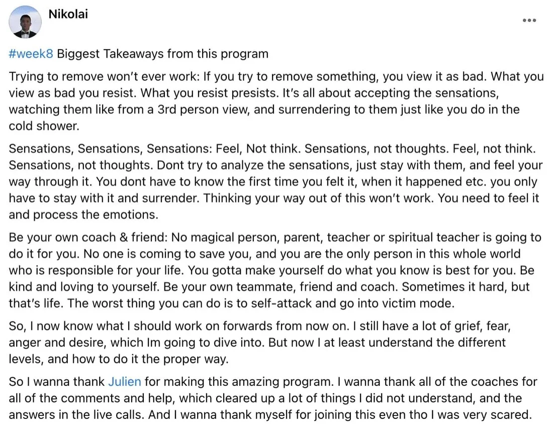 Written client review 94 — Transformation Mastery Mentoring 2.0.