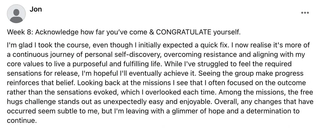 Written client review 96 — Transformation Mastery Mentoring 2.0.