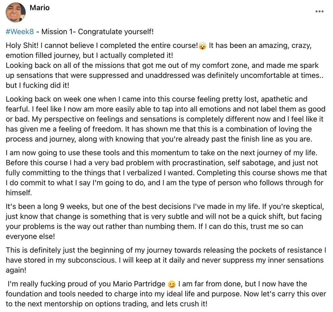 Written client review 92 — Transformation Mastery Mentoring 2.0.