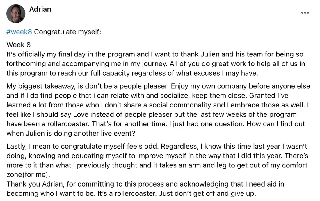 Written client review 97 — Transformation Mastery Mentoring 2.0.