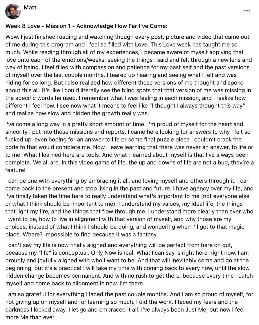 Written client review 98 — Transformation Mastery Mentoring 2.0.