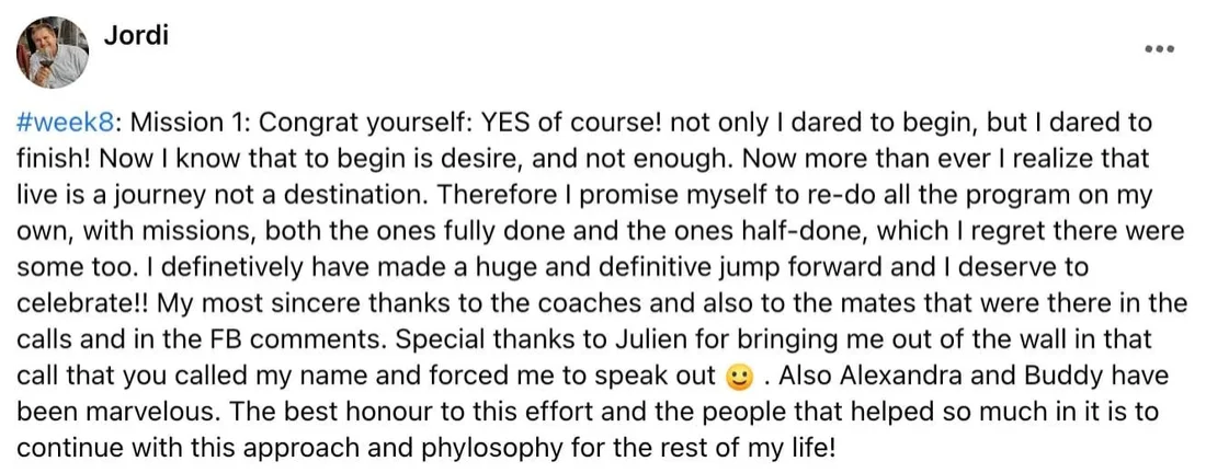 Written client review 102 — Transformation Mastery Mentoring 2.0.