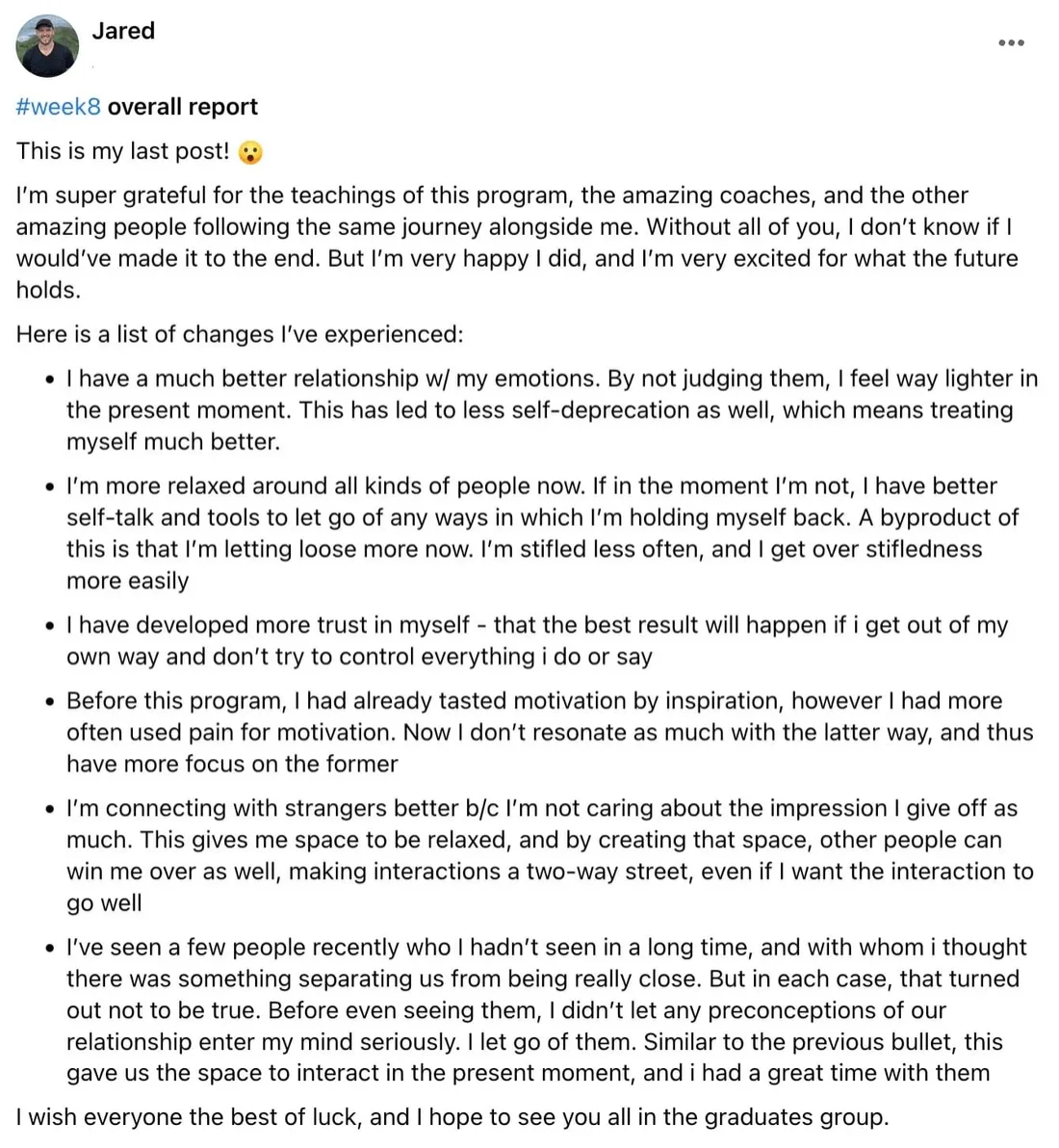 Written client review 73 — Transformation Mastery Mentoring 2.0.