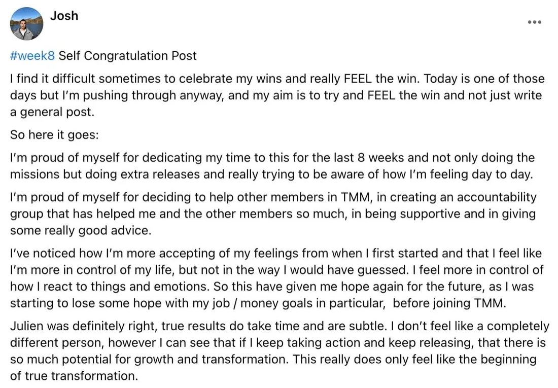 Written client review 108 — Transformation Mastery Mentoring 2.0.