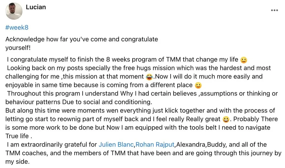 Written client review 101 — Transformation Mastery Mentoring 2.0.