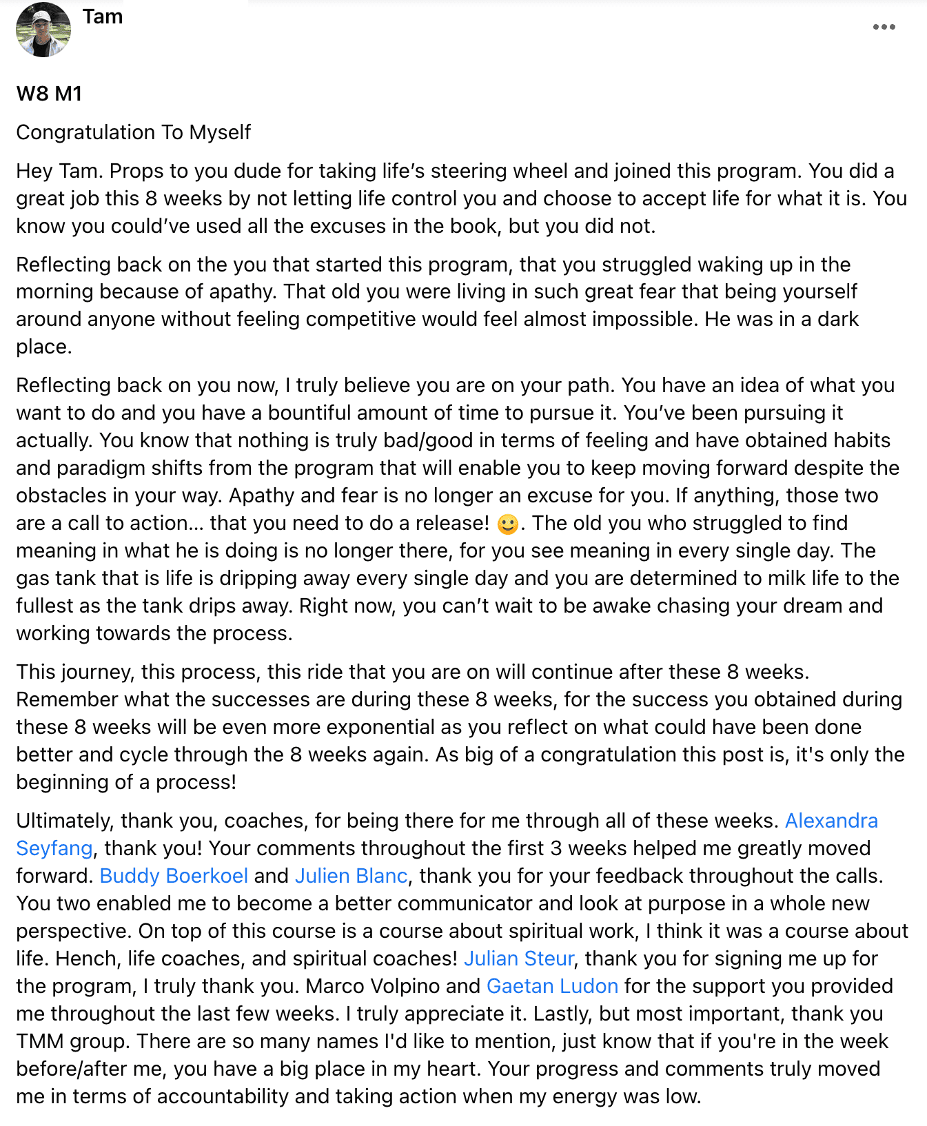 Written client review 86 — Transformation Mastery Mentoring 2.0.