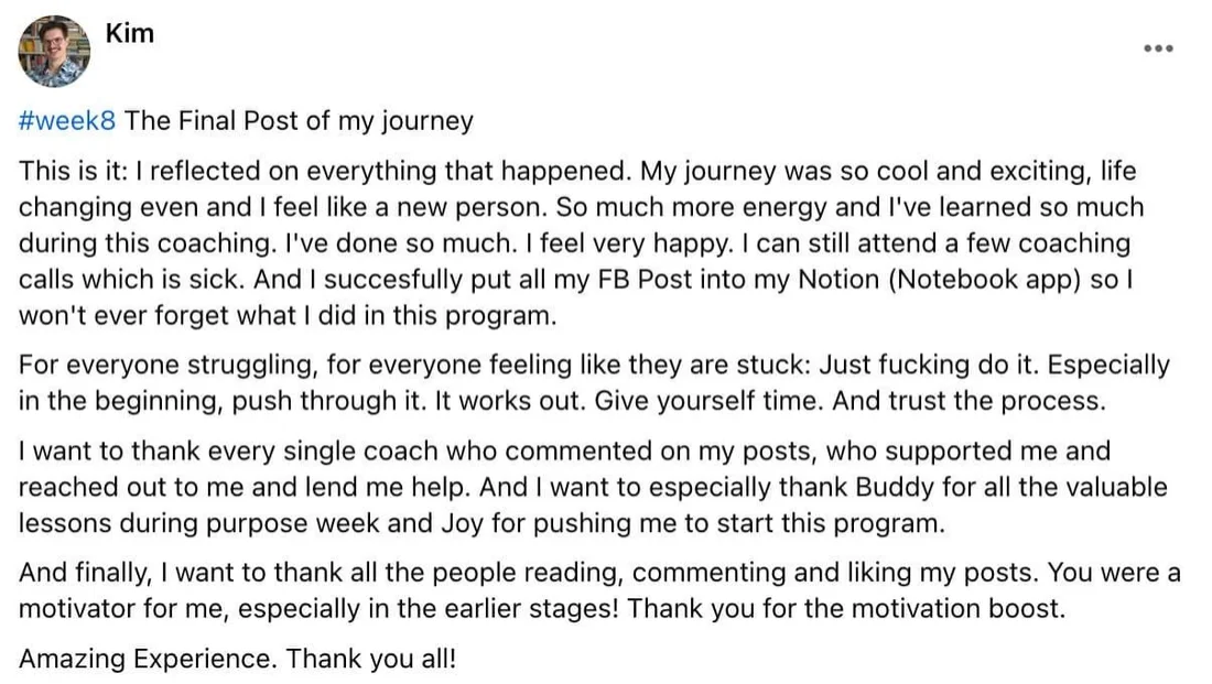 Written client review 161 — Transformation Mastery Mentoring 2.0.