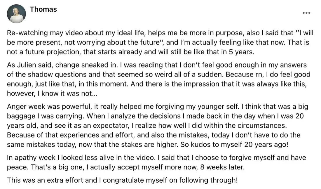Written client review 166 — Transformation Mastery Mentoring 2.0.
