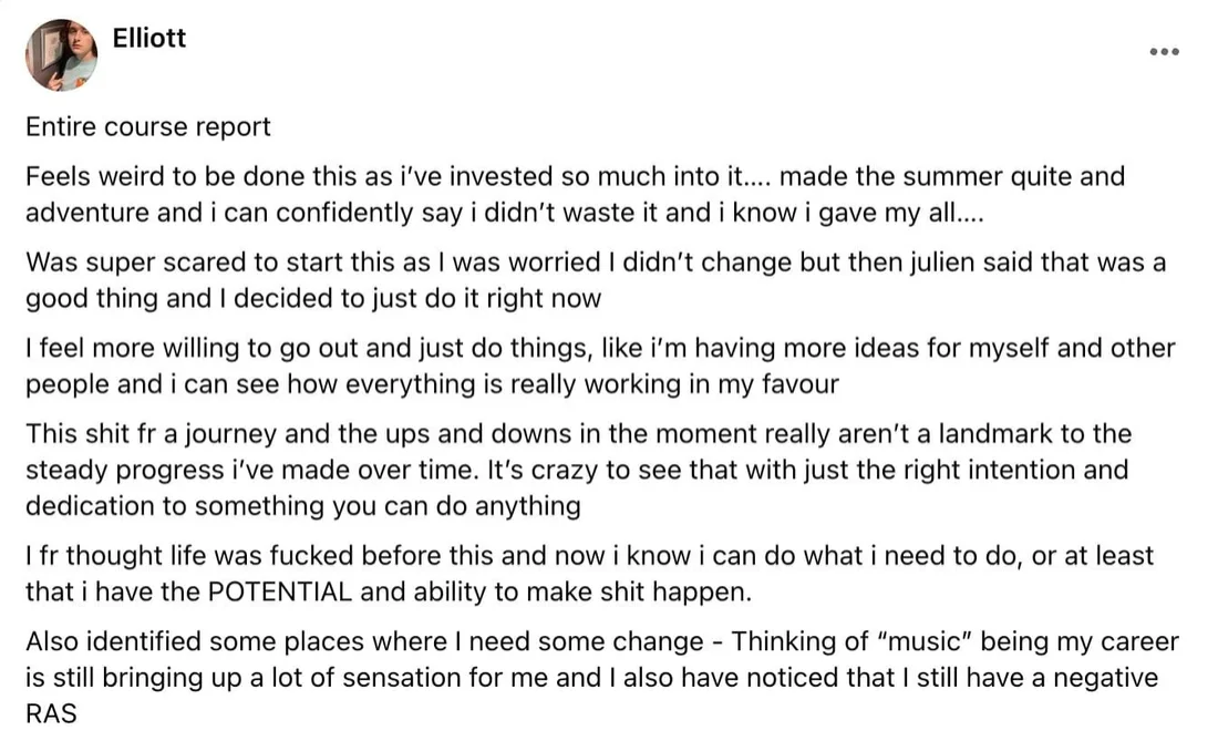 Written client review 29 — Transformation Mastery Mentoring 2.0.