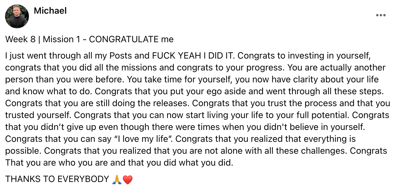 Written client review 152 — Transformation Mastery Mentoring 2.0.
