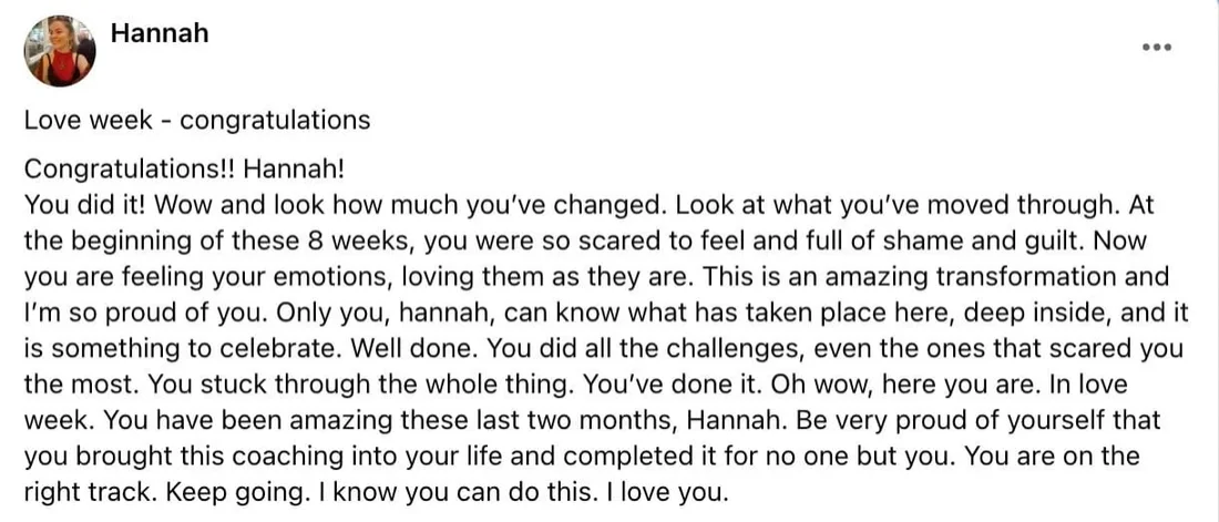 Written client review 111 — Transformation Mastery Mentoring 2.0.