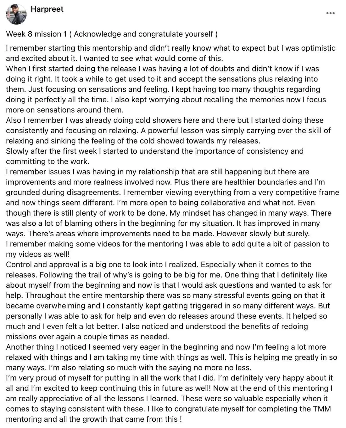 Written client review 77 — Transformation Mastery Mentoring 2.0.