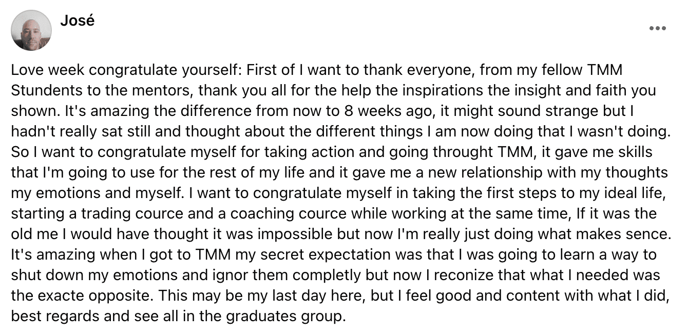 Written client review 35 — Transformation Mastery Mentoring 2.0.