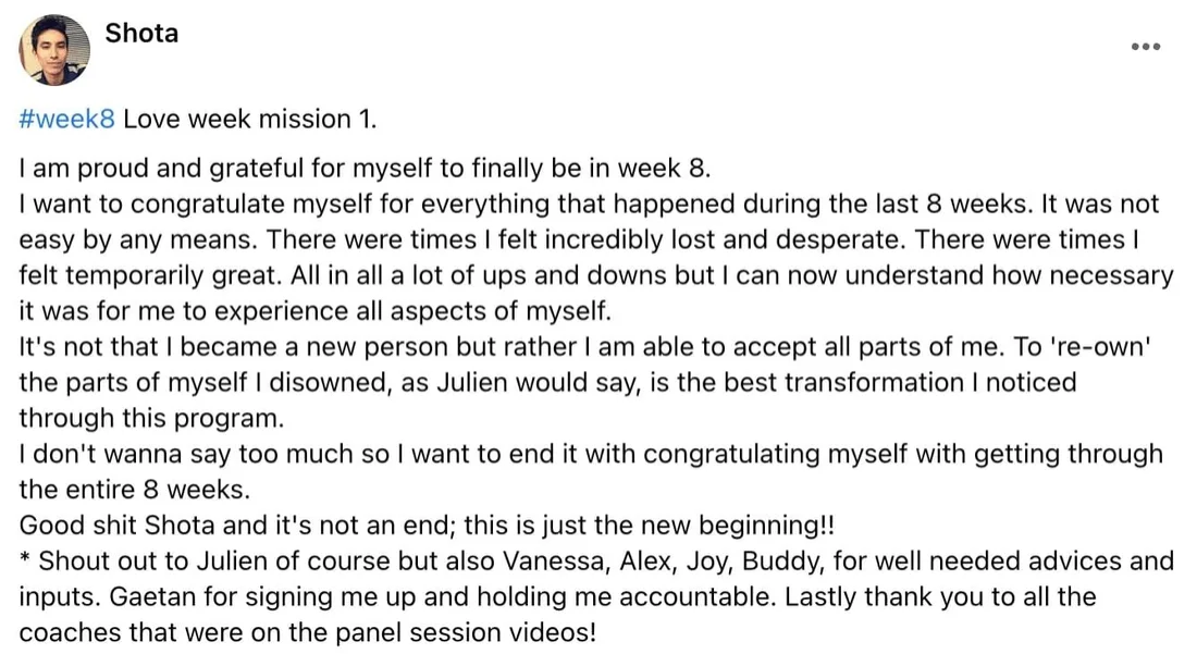 Written client review 112 — Transformation Mastery Mentoring 2.0.