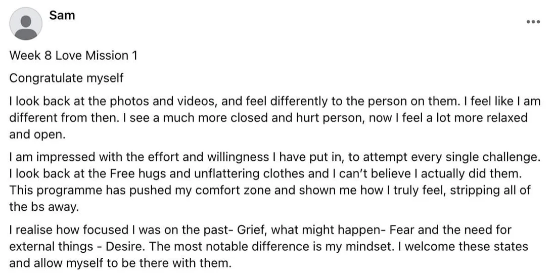 Written client review 62 — Transformation Mastery Mentoring 2.0.