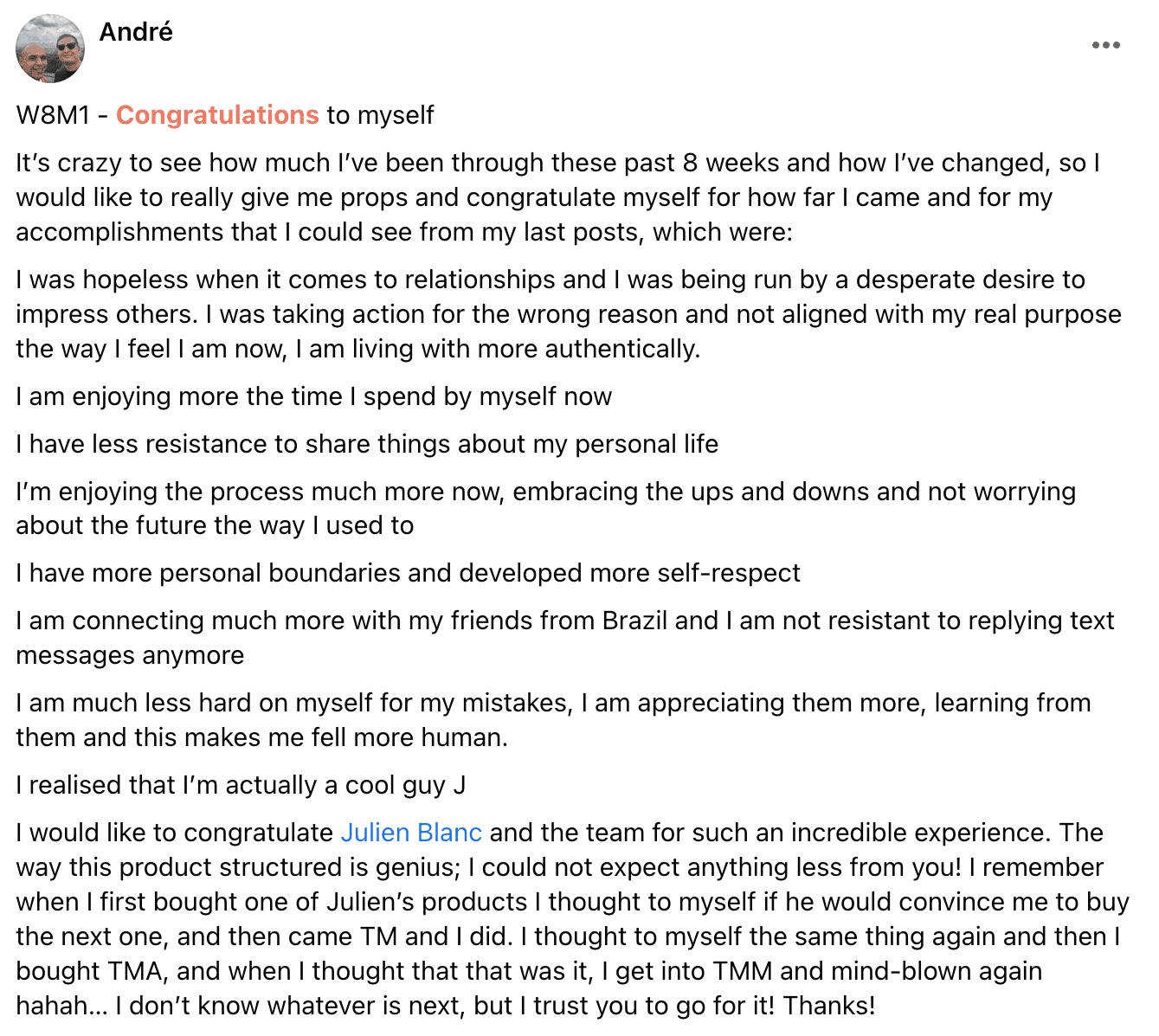 Written client review 83 — Transformation Mastery Mentoring 2.0.